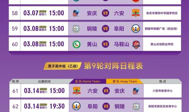 徽青赛第二阶段赛程公布→